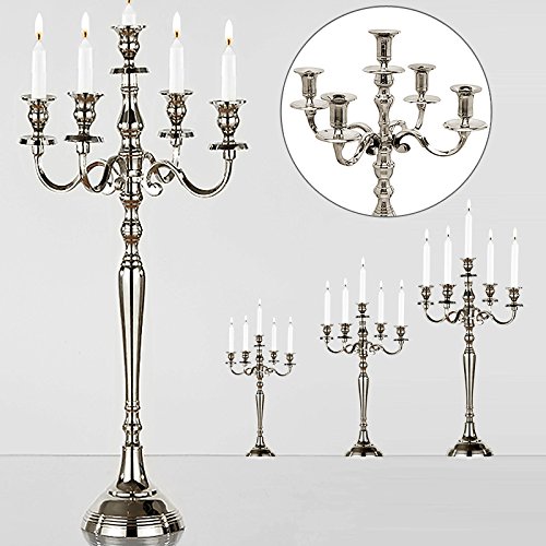 Kerzenleuchter 5-armig Silber-Optik vernickelt 40cm - Kerzenständer Kerzenhalter Kerzen Leuchter Kandelaber