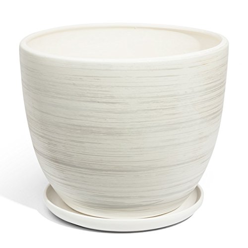 Keramik Blumentopf Übertopf Keramik weiss Ø 305 mm Schale weiss Pflanzschale inkl. Untersetzer Keramikschüssel