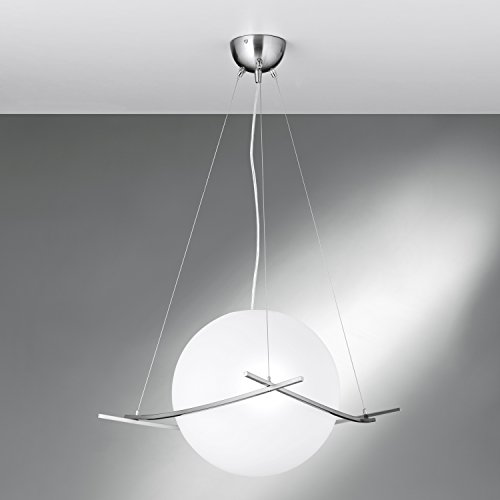 NEG Hängeleuchte UnoPalloni (28,5cm Kugel-Durchmesser) Deckenlampe aus Opalglas und Edelstahl