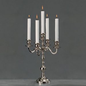 Kerzenleuchter Varas Silber 35cm Kerzenhalter Kerzenständer silberner Kandelaber