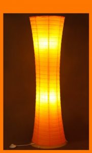 Reispapierlampe orange in modernem Design 125 x 35cm Trango (Stehleuchte in orange TG1230)