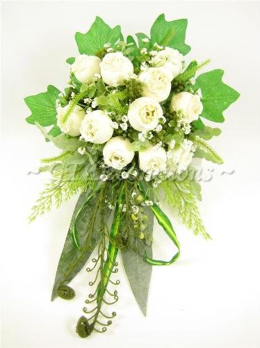 Hochzeit Blumen creme Rose Gladiolen Farn Tailed Strauß aus GT Decorations