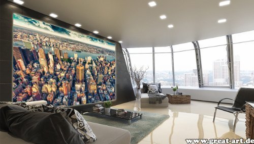 Fototapete New York Skyline in der Dämmerung Wand-dekoration - Wandbild Metropole Poster-Motiv by GREAT ART (210 x 140 cm)