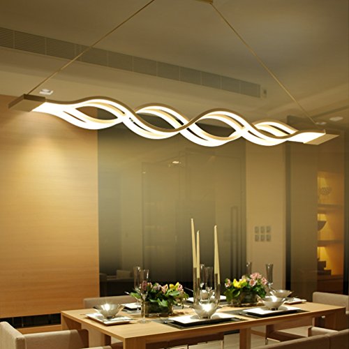 KJLARS LED Pendelleuchte, esstisch Hängelampe Wohnzimmer Küche LED-Pendellampe Moderne Metall und Acryl Hängeleuchte ,höhenverstellbar,Pendellänge maximum 120 cm,Warm white