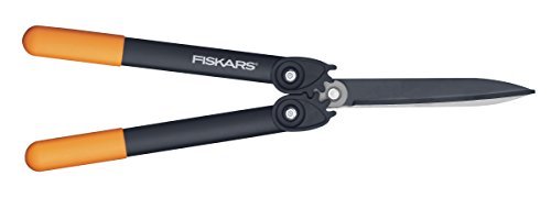 Fiskars PowerGear II Getriebe-Heckenschere, Antihaftbeschichtet, Rostfreie Stahl-Klingen, Länge 57 cm, Schwarz/Orange, HS72, 1000596