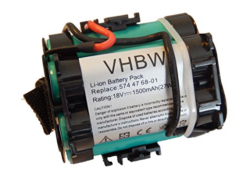 vhbw Akku passend für Gardena R38Li, R40Li, R45Li, R50Li, R70Li, R75Li, R80Li, 124562 Mähroboter Rasenroboter - (Li-Ion, 1500mAh, 18V) Batterie